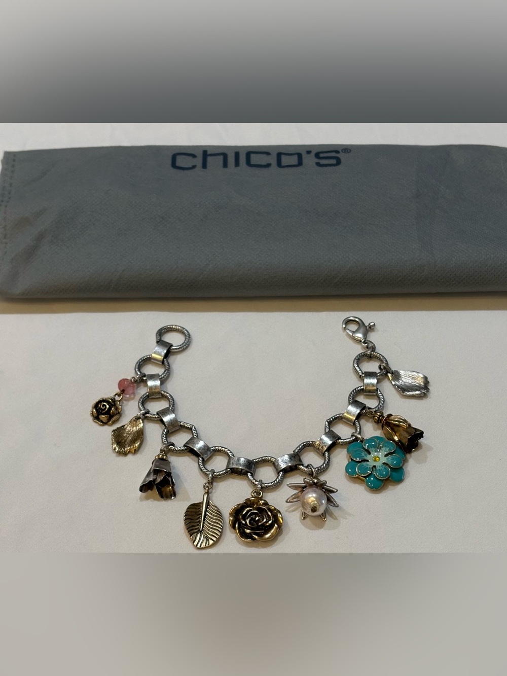 CHICO'S NEW Spring Flower CHARM BRACELET NEW W/OUT TAGS